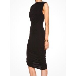 Haute Hippie black asymmetric draped zipper dress